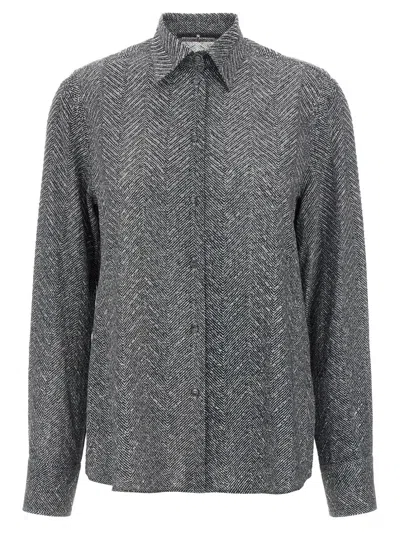 Ermanno Scervino Herringbone Shirt Adorned With Rhinestone Details