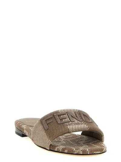 Fendi Beige Cotton-effect Jacquard Slipper