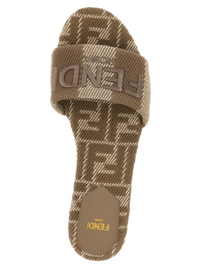 Fendi Beige Cotton-effect Jacquard Slipper