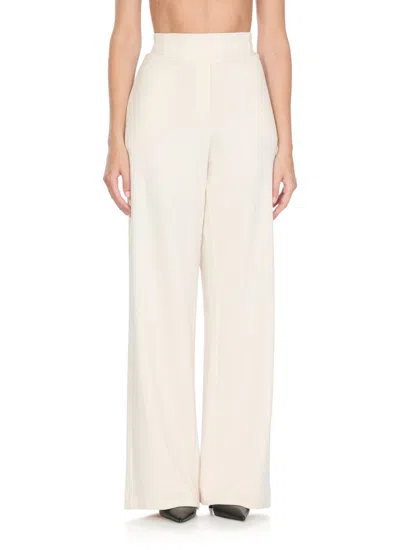 D Exterior D. Exterior Ivory Wide-leg Viscose Pants With Herringbone Pattern In Neutral