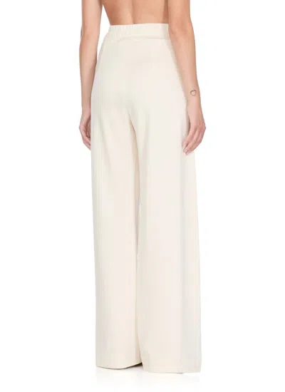 D Exterior D. Exterior Ivory Wide-leg Viscose Pants With Herringbone Pattern In Neutral