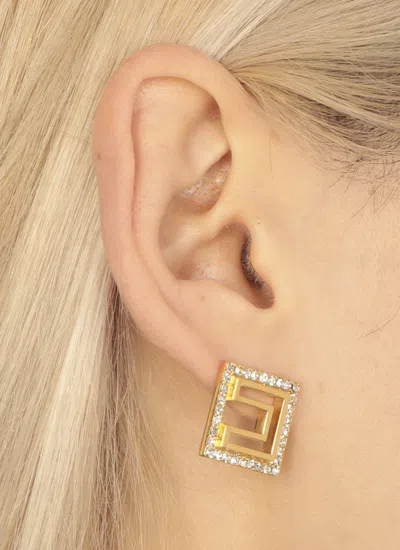 Elisabetta Franchi Square Design Gold Brass Earrings