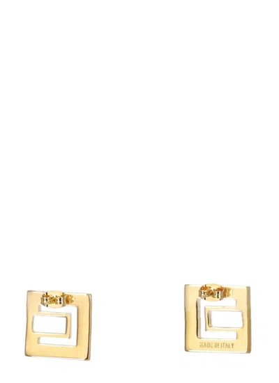 Elisabetta Franchi Square Design Gold Brass Earrings