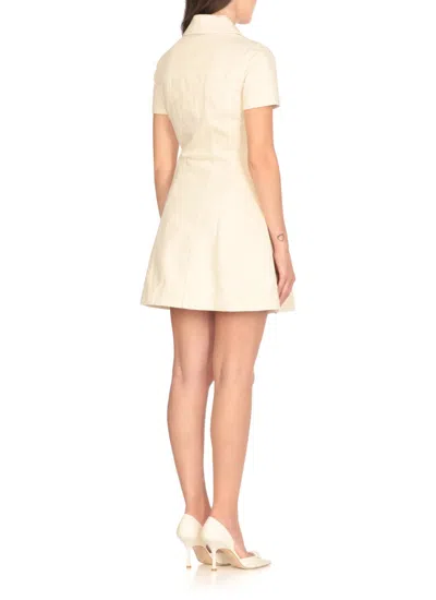 Self-portrait Structured Beige Dress With Classic Collar And Flap Pockets