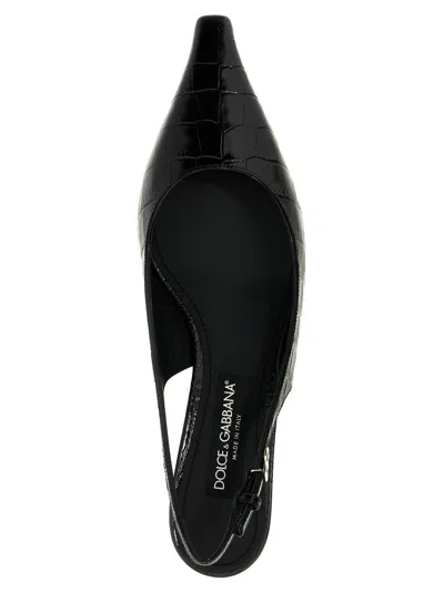 Dolce & Gabbana Croco Print Leather Slingback