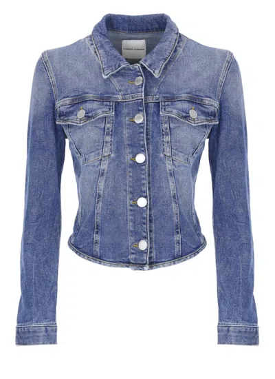 Pinko Jacket Denim Chest Pockets In Blue
