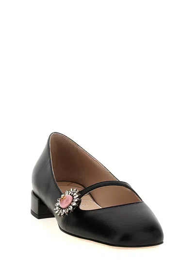 Valentino Embellished Leather Mary Jane Flats