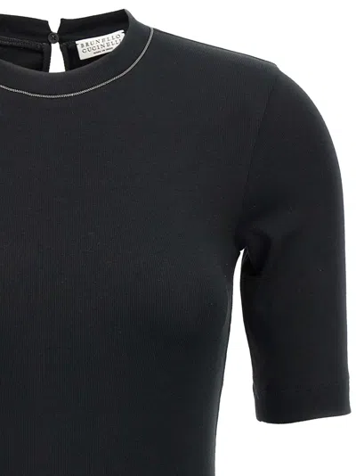 Brunello Cucinelli Monile Ribbed T-shirt In Black