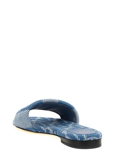 Fendi Logo-embroidered Slides In Blue