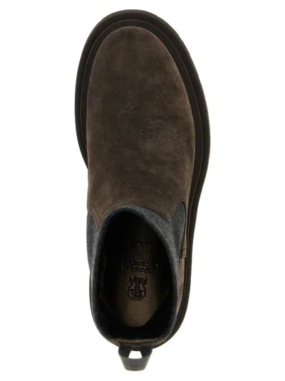 Brunello Cucinelli Brown Ankle Boots With Pull-tab With Monil At The Heel