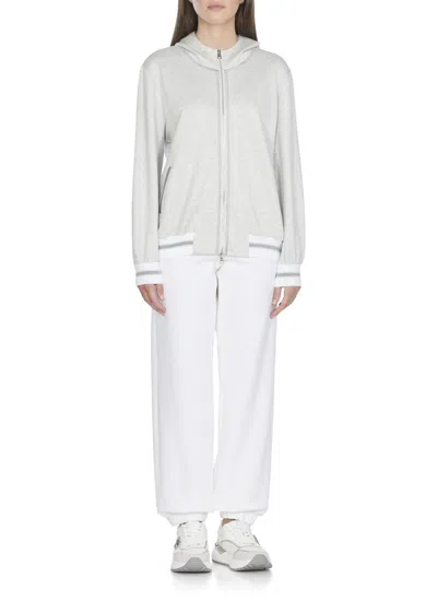 D Exterior D. Exterior Hooded Sweatshirt With Lurex Herringbone Pattern In Gray