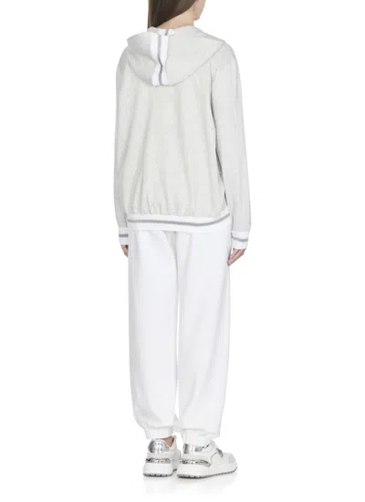 D Exterior D. Exterior Hooded Sweatshirt With Lurex Herringbone Pattern In Gray