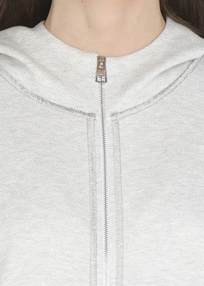 D Exterior D. Exterior Hooded Sweatshirt With Lurex Herringbone Pattern In Gray