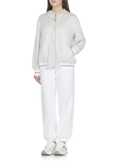 D Exterior D. Exterior Hooded Sweatshirt With Lurex Herringbone Pattern In Gray
