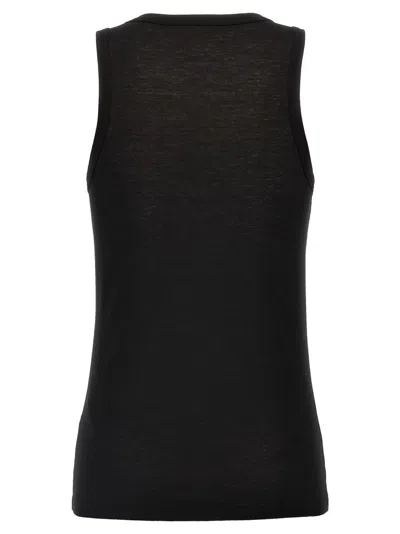 Jil Sander Cotton Top With Front Logo Print In Black