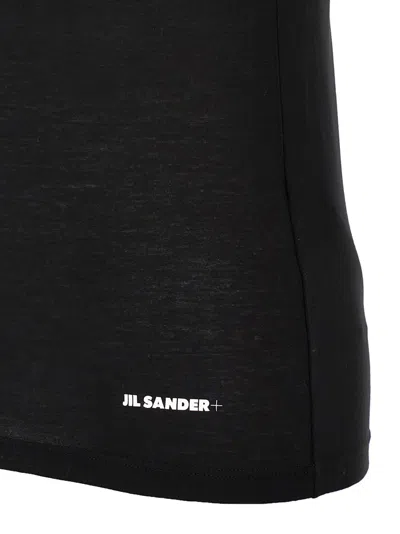 Jil Sander Cotton Top With Front Logo Print In Black