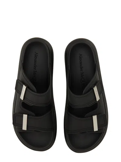 Alexander Mcqueen 50mm Rubber Slide Sandals In Black
