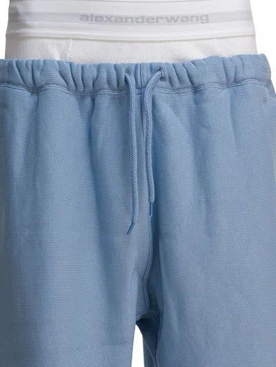 Alexander Wang Wide Leg Sweatpant W/ Logo Elastic Exposed Brief Trousers Blue In Blue