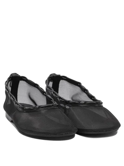 Alohas 'gill' Black Ballerinas With Semi-transparent Mesh Design And Adjustable Drawstring
