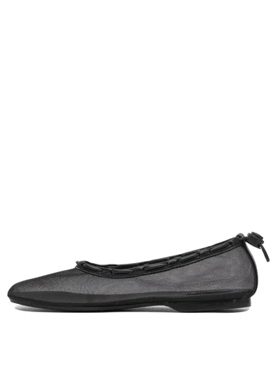 Alohas 'gill' Black Ballerinas With Semi-transparent Mesh Design And Adjustable Drawstring