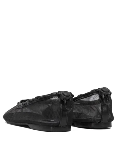 Alohas 'gill' Black Ballerinas With Semi-transparent Mesh Design And Adjustable Drawstring
