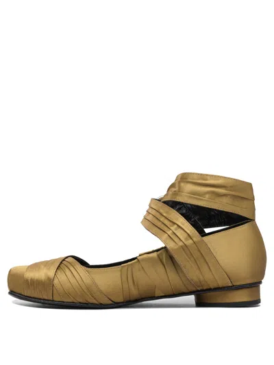Alohas Volant Silk Ballet Flats In Gold