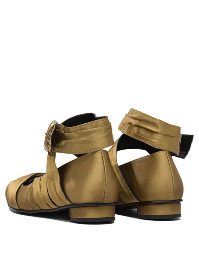 Alohas Volant Silk Ballet Flats In Gold