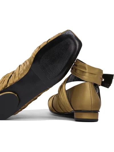 Alohas Volant Silk Ballet Flats In Gold