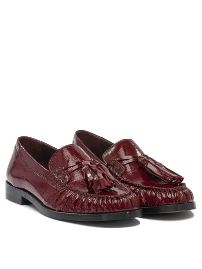 Alohas Marietta Onix Black Leather Loafers In Burgundy