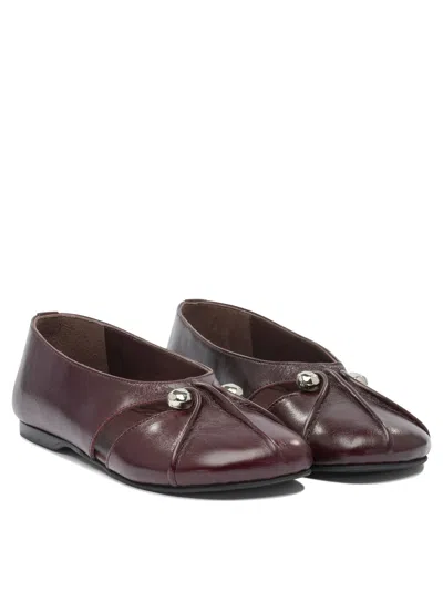 Alohas 'ravena' Bordeaux Ballet Shoes With Decorative Plaque On The Front