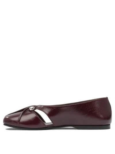 Alohas 'ravena' Bordeaux Ballet Shoes With Decorative Plaque On The Front