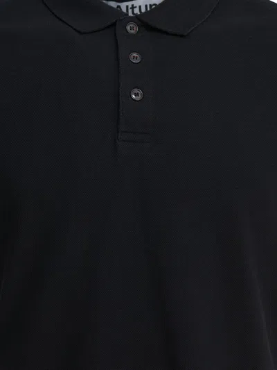 Altum Short-sleeve Buttoned Polo Shirt In Black