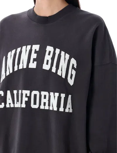 Anine Bing Miles Washed Black Cotton Sweatshirt In Black