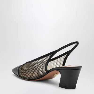 Aquazzura Margot 45 Leather And Mesh Slingback Pumps