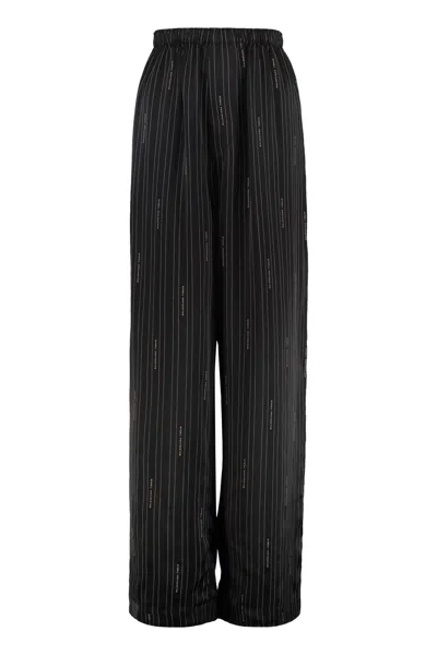 Balenciaga Striped Pinstripe Pyjama Pants With Side Pockets In Black