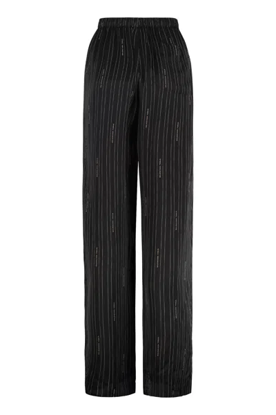 Balenciaga Striped Pinstripe Pyjama Pants With Side Pockets In Black