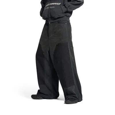 Balenciaga Baggy Ripped Off Denim Pants In Black