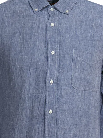 Beams Button-down Collar Linen-chambray Shirt In Blue
