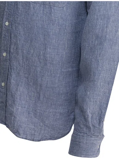 Beams Button-down Collar Linen-chambray Shirt In Blue