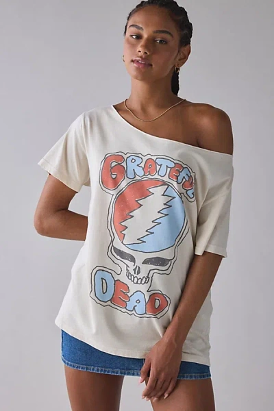 Urban Outfitters Rock Band Graphic Off-the-shoulder Oversized Tee In Grateful Dead, Women's At  In White