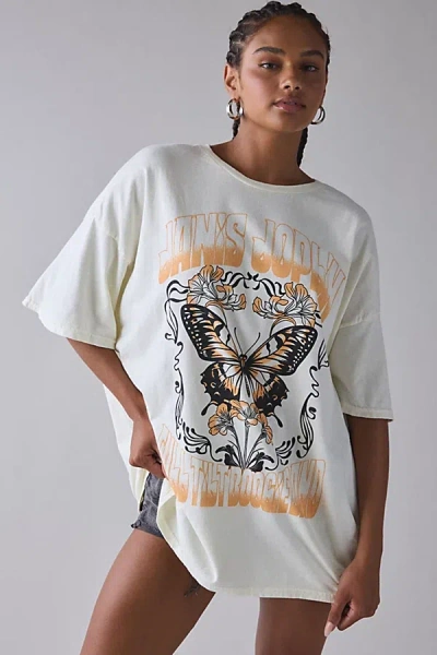 Urban Outfitters Janis Joplin Butterfly Graphic Cotton T-shirt Dress In White, Women's At  In White