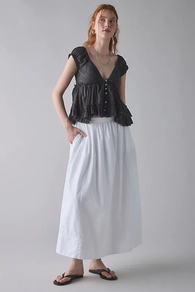 Kimchi Blue Izzy Lace Trim Button-front Babydoll Blouse In Black, Women's At Urban Outfitters In Black