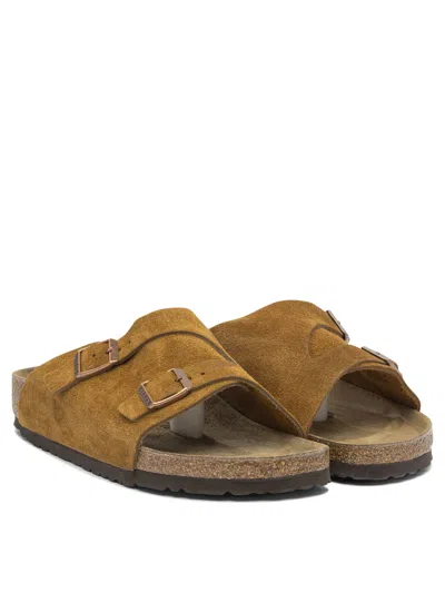 Birkenstock Toe Open Suede Cork Sandals In Brown
