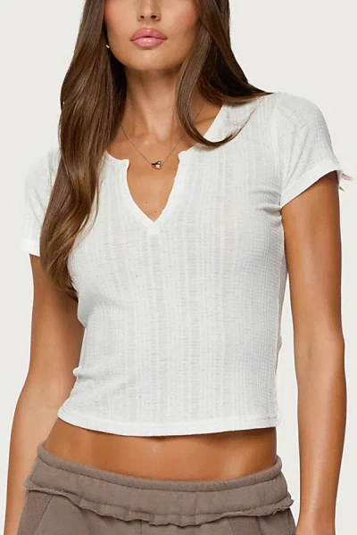 Edikted Semisheer Notch Neck Crop T-shirt