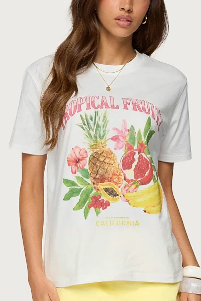 Edikted Tropical Fruits Graphic T Shirt Top In White, Women's At Urban Outfitters