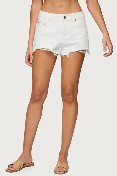 Edikted Fern Mid Rise Denim Shorts In White, Women's At Urban Outfitters