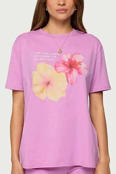 Edikted Fleur Hibiscus Graphic T Shirt Top In Pink, Women's At Urban Outfitters