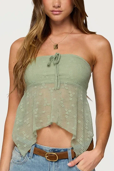 Edikted Embroidered Sheer Strapless Top
