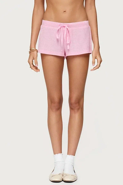 Edikted Teddy Waffle Knit Drawstring Shorts In Pink