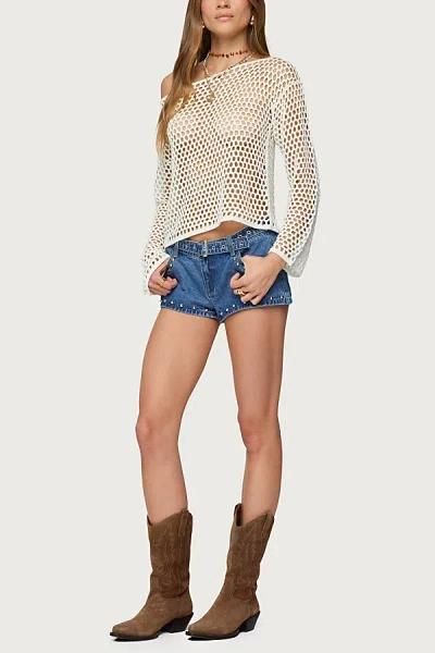Edikted Kalley Off The Shoulder Long Sleeve Mesh Top